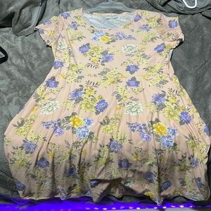 Light light pink dress almost cream pink with flowers